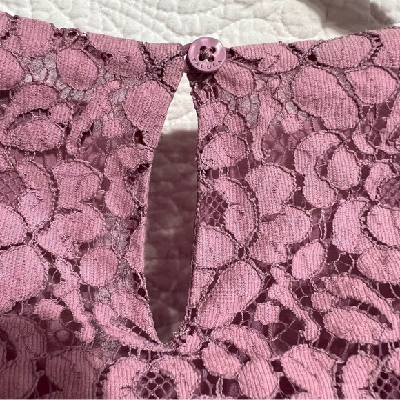 Talula Aritzia Pink Lace Betsy Short Sleeve Lined Blouse, Size- X-Small - Picture 7 of 9